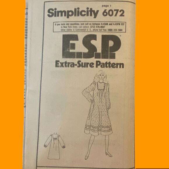 Simplicity 6072 Pattern Dress Miss 12 Uncut Vintage Cottagecore Side Button - Picture 2 of 7